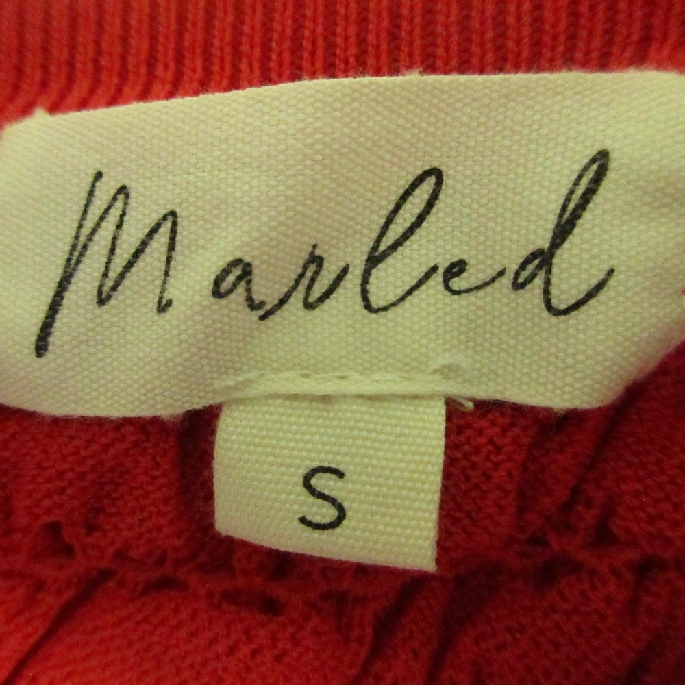 Marled Shirt Womens Small Red Textured Smocked Short Sleeve Knit Tee Top - Picture 5 of 7